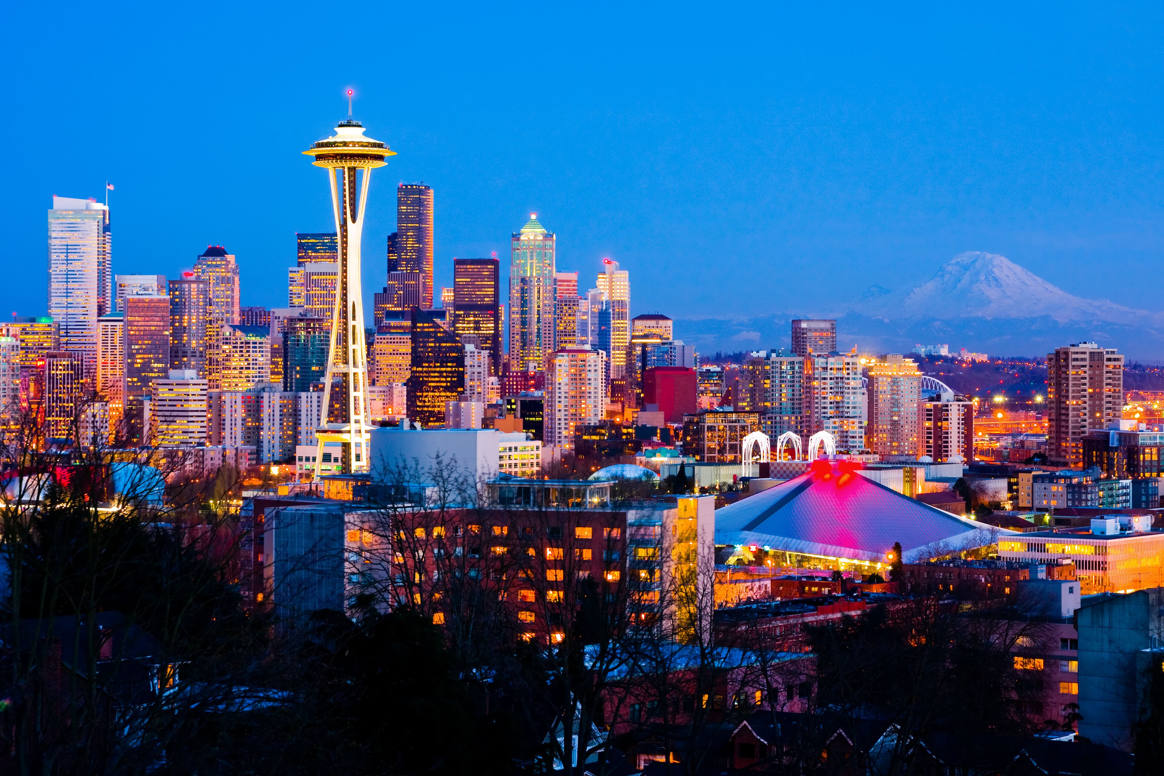 Seattle downtown at night