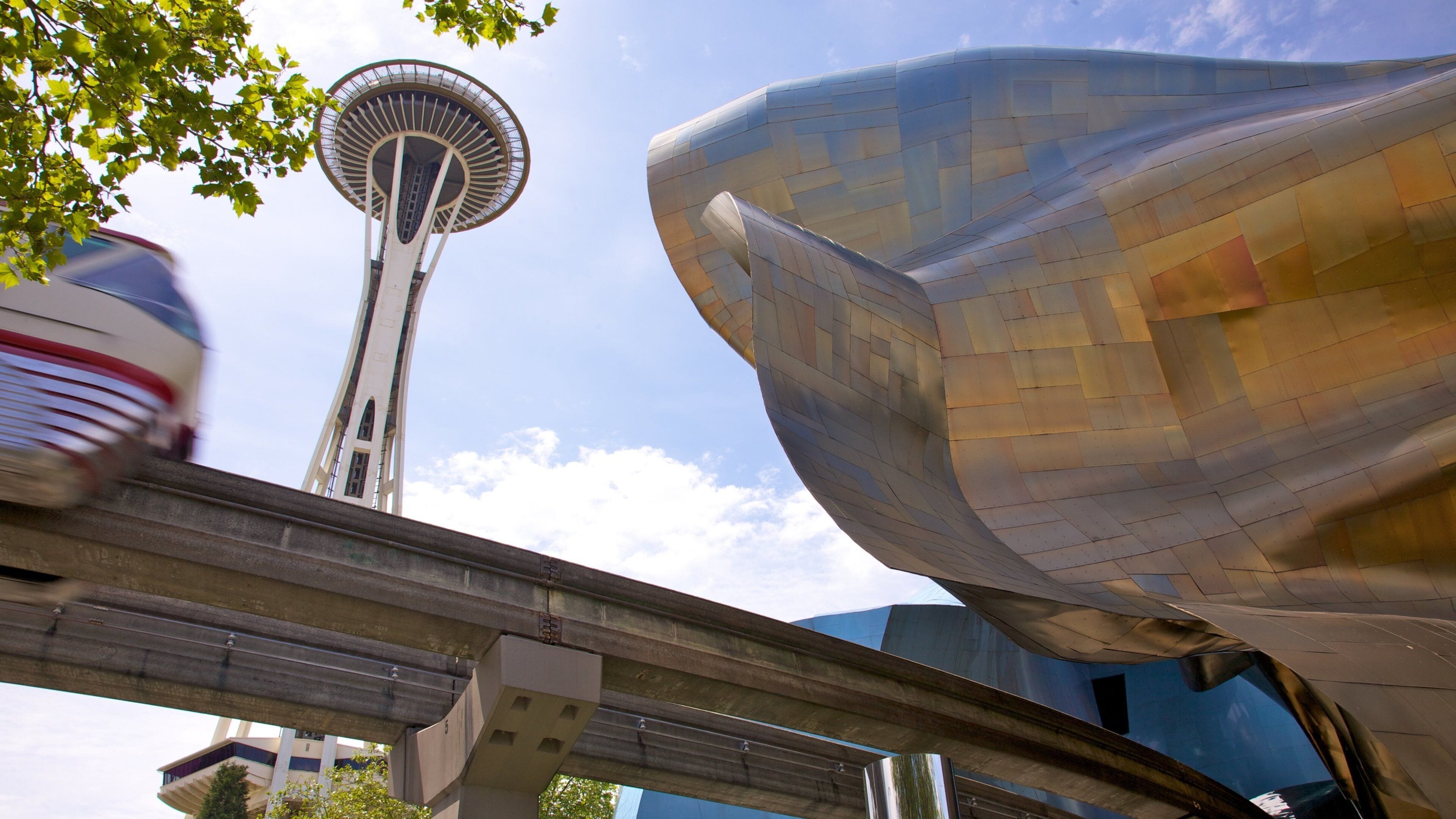 Iconic Space Needle and Futuristic Architecture in Seattle on a Clear Day