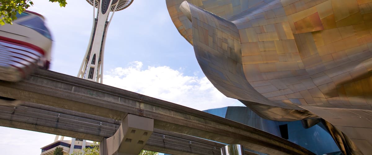 Space Needle que incluye arquitectura moderna, horizonte y una ciudad