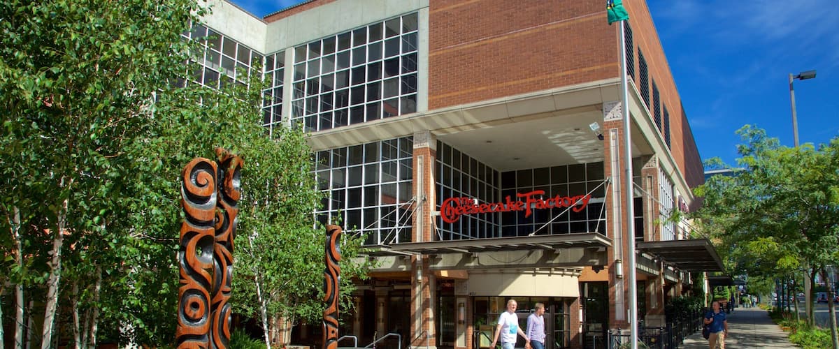 Bellevue Square showing a square or plaza as well as a couple