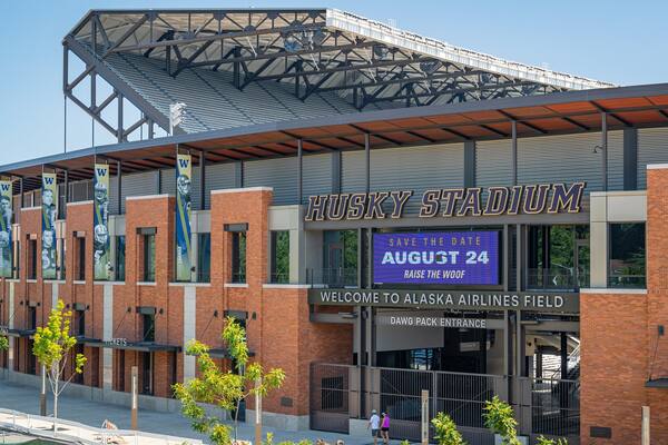 Husky Stadium showing signage