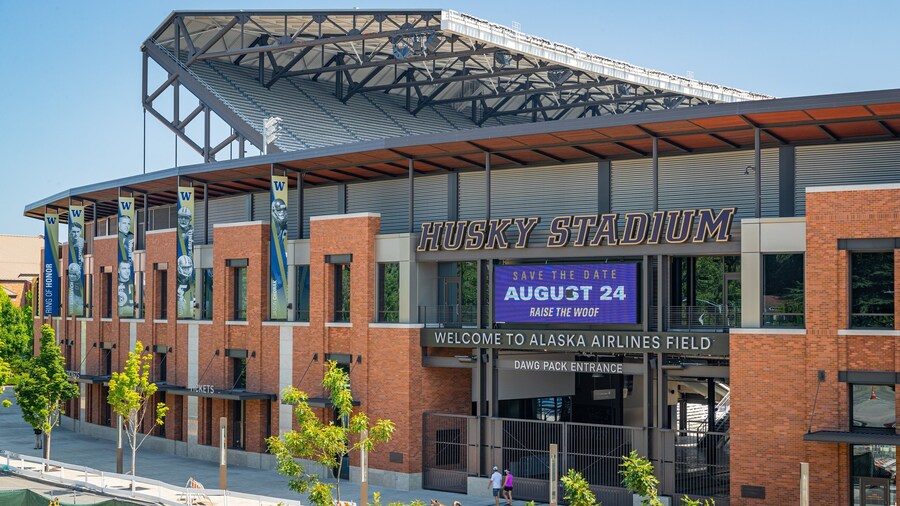 Husky Stadium showing signage