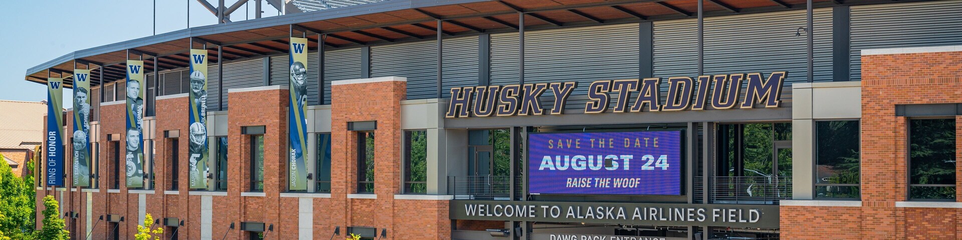 Husky Stadium showing signage