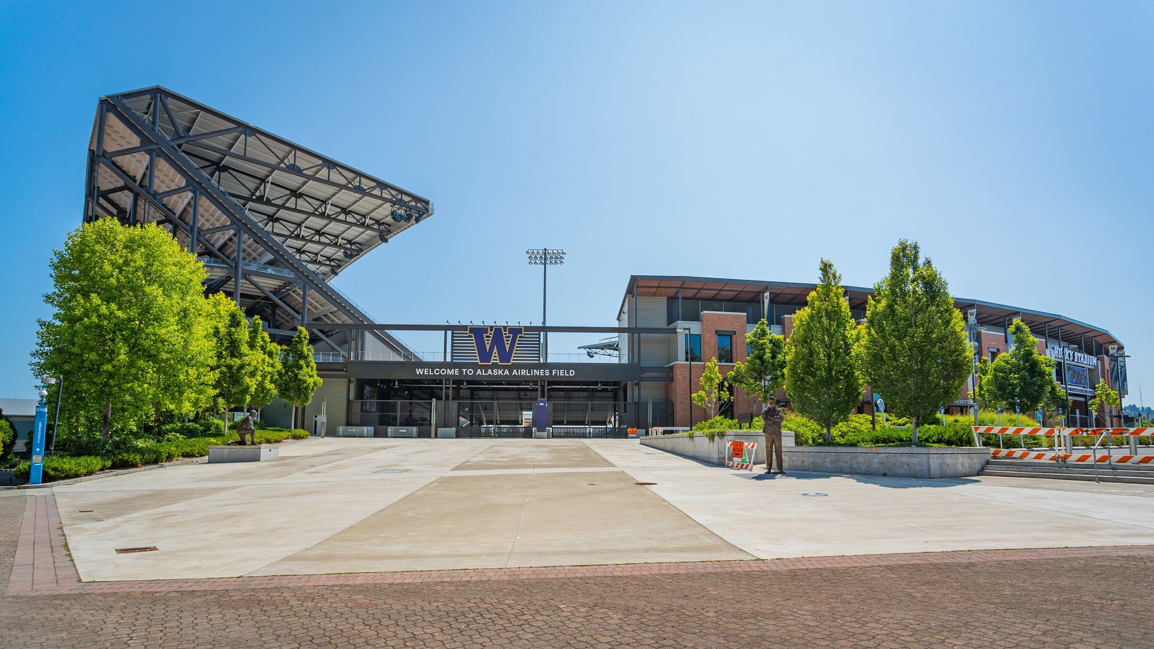 Husky Stadium which includes signage
