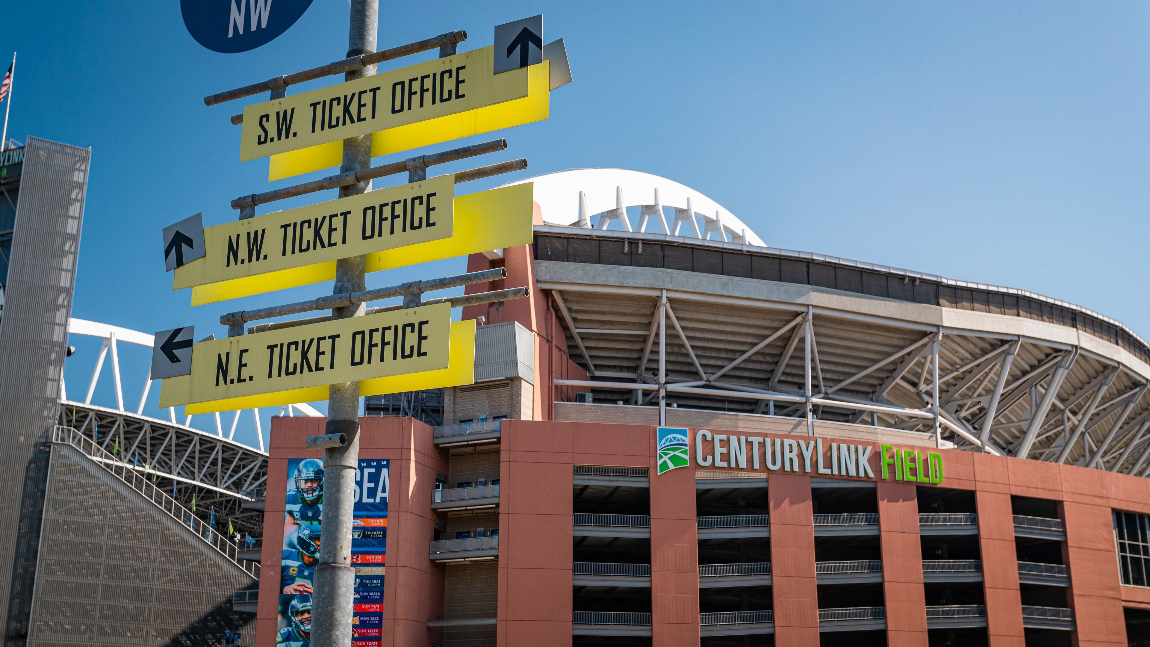 CenturyLink Field which includes signage