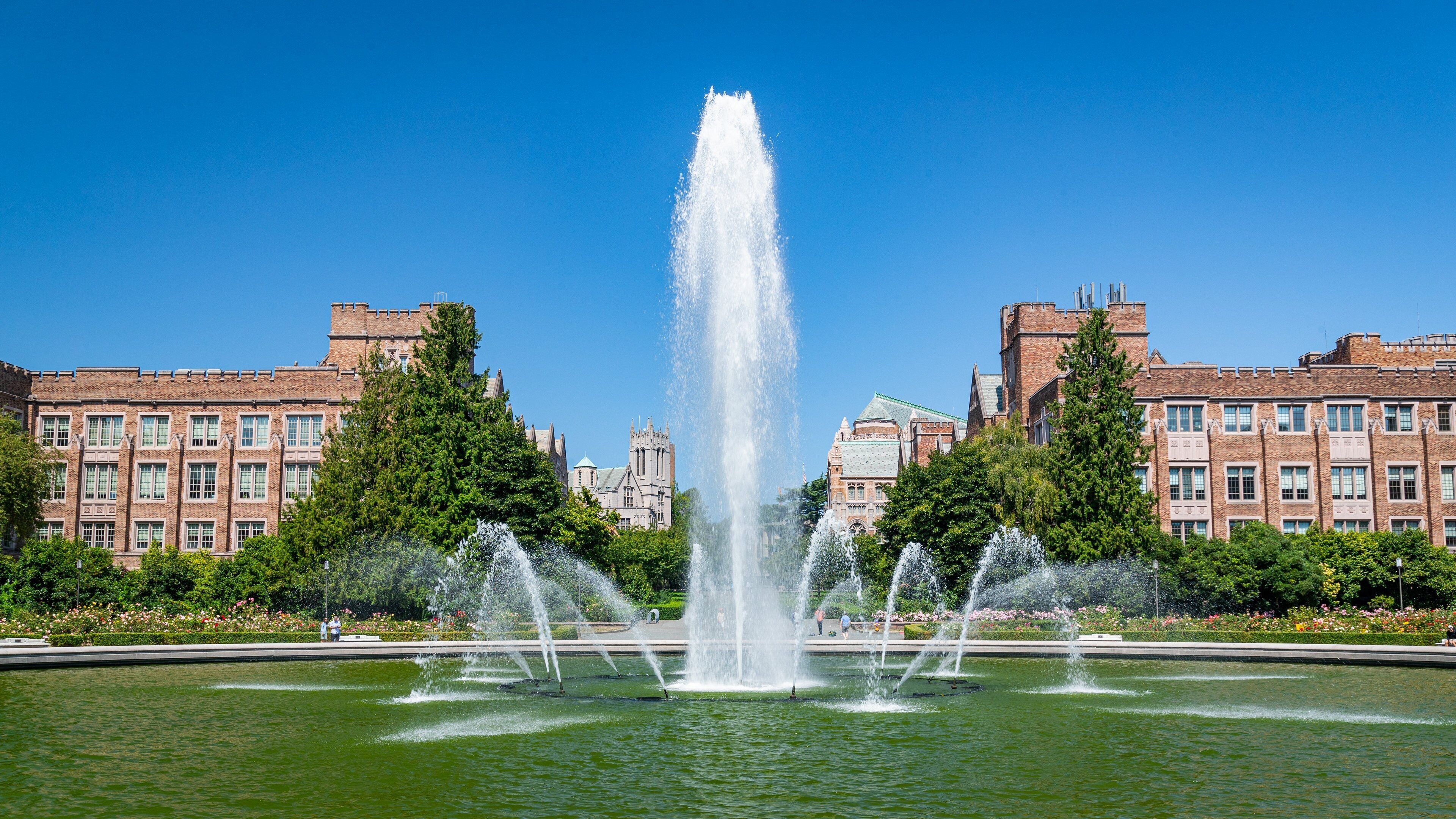 University of Washington which includes a fountain