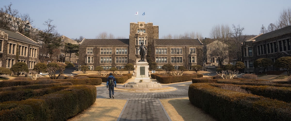 Yonsei University Underwood Hall and Yeonhi Hall in Seoul during winter morning at Seodaemun-gu , Seoul South Korea : 5 February 2023