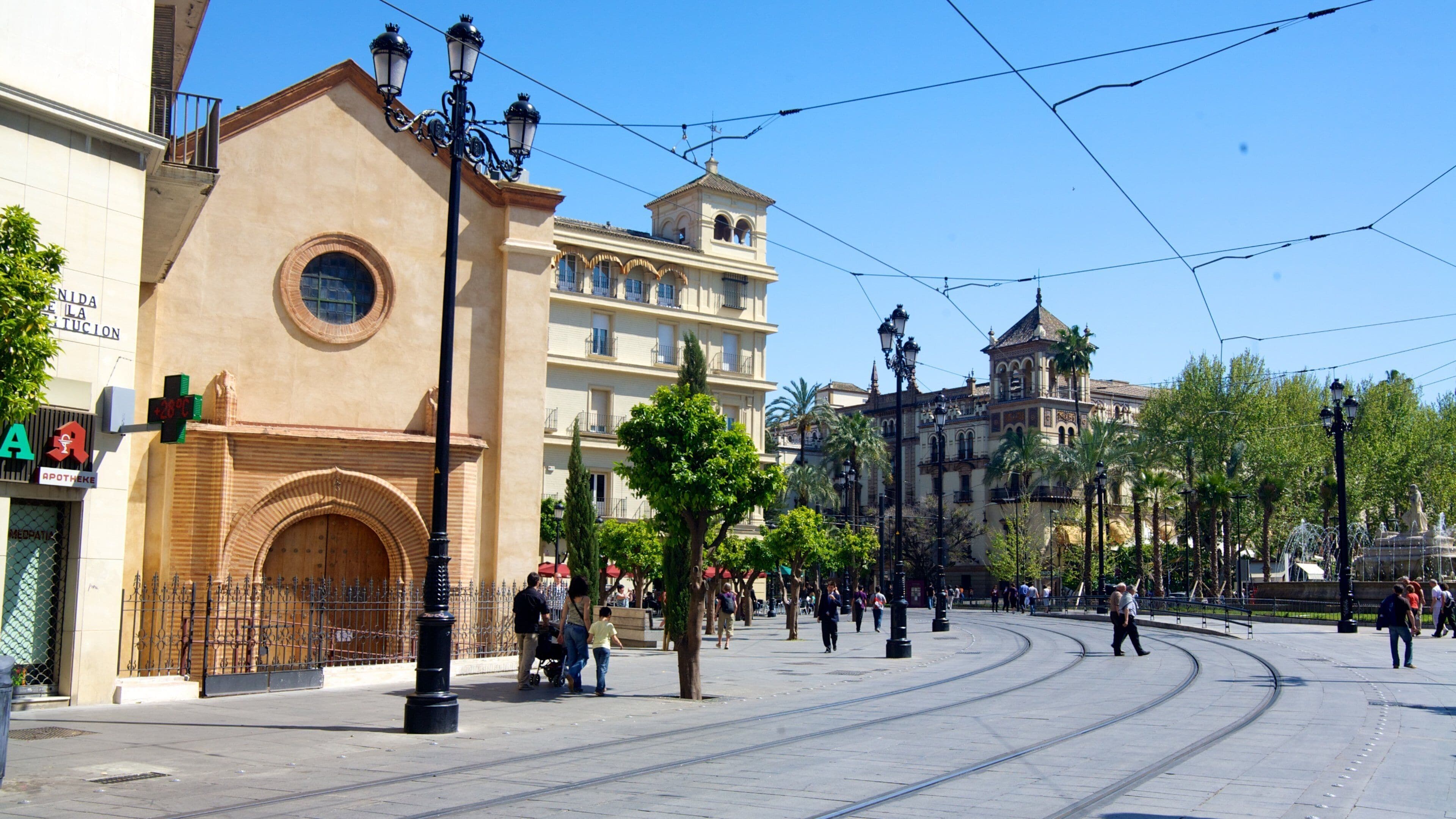 Seville Cathedral which includes street scenes, a church or cathedral and religious aspects