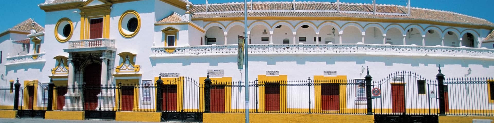 Low angle view of Plaza de toros de la Maestranza , Seville, Spain