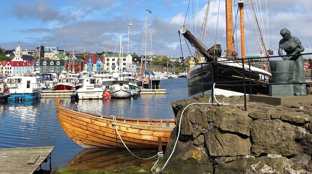 Walking around the marina in Tórshavn, Faroe Islands is a pleasant experience. There are several places to sit and have a coffee/tea or a nice meal while admiring the harbor.