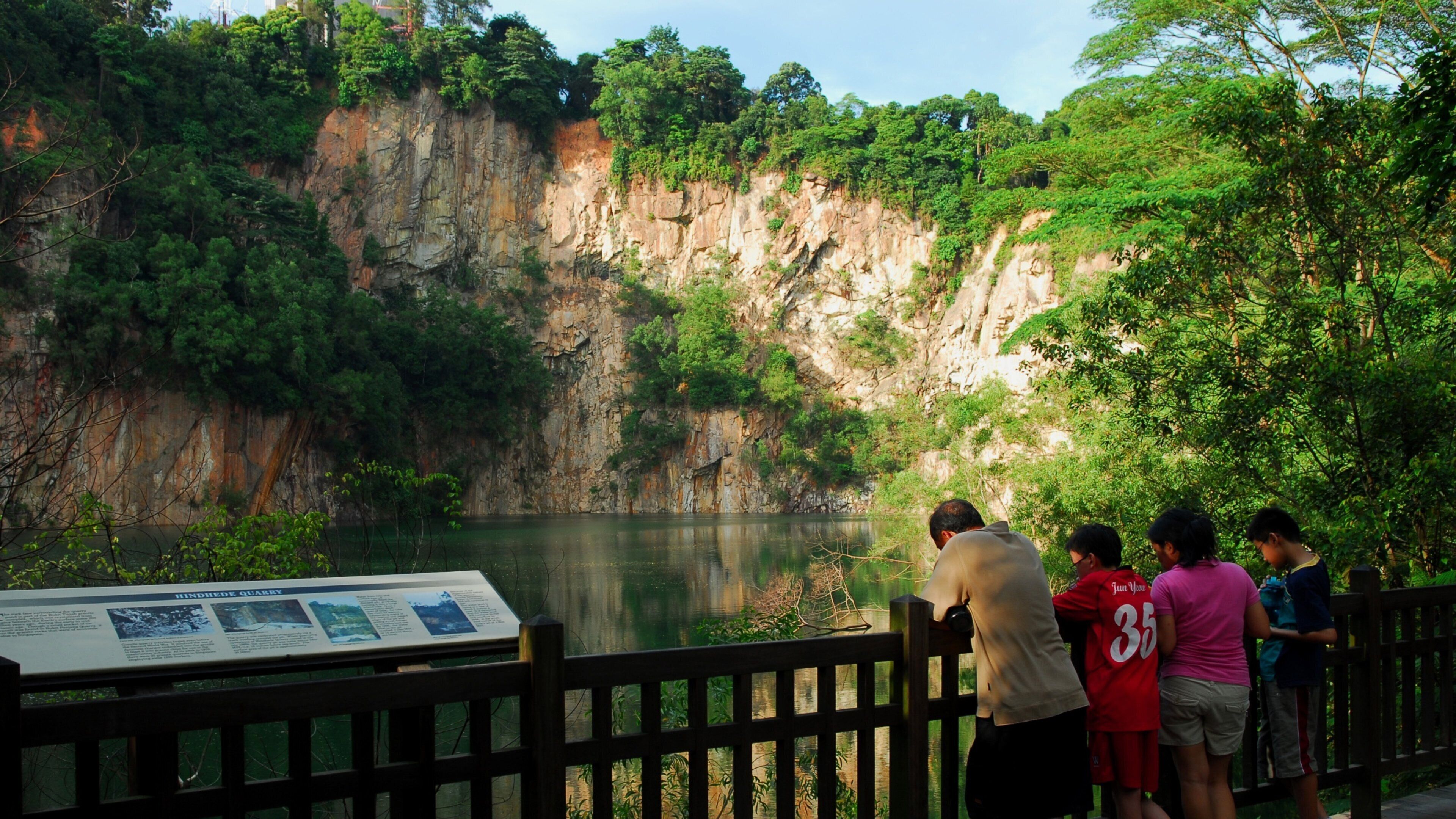 Bukit Timah Nature Reserve showing views as well as a family