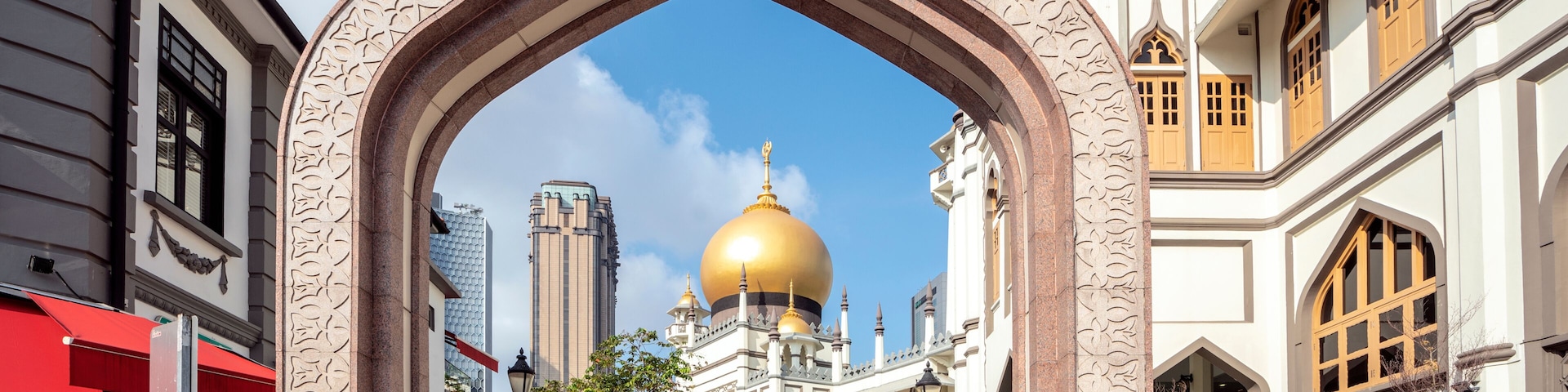street view of singapore with Masjid Sultan