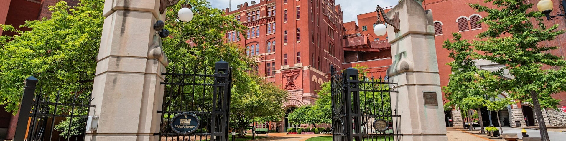 Anheuser-Busch Brewery featuring heritage architecture and a garden