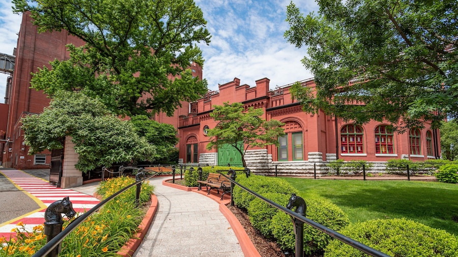 Anheuser-Busch Brewery featuring a park and heritage architecture