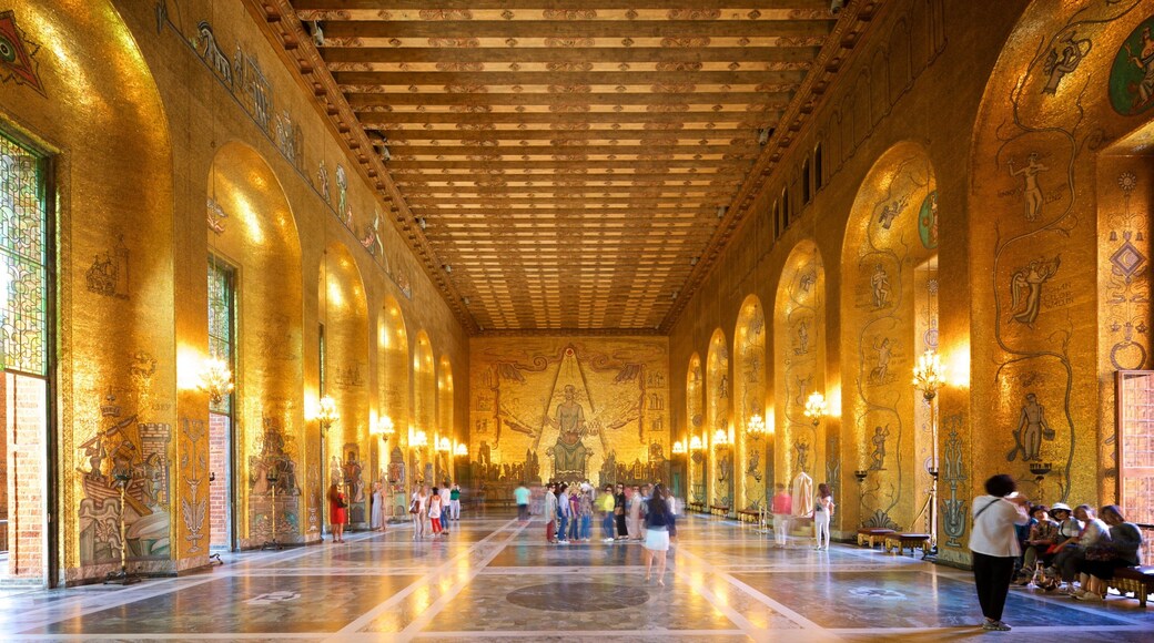 Stockholm City Hall showing heritage elements and interior views