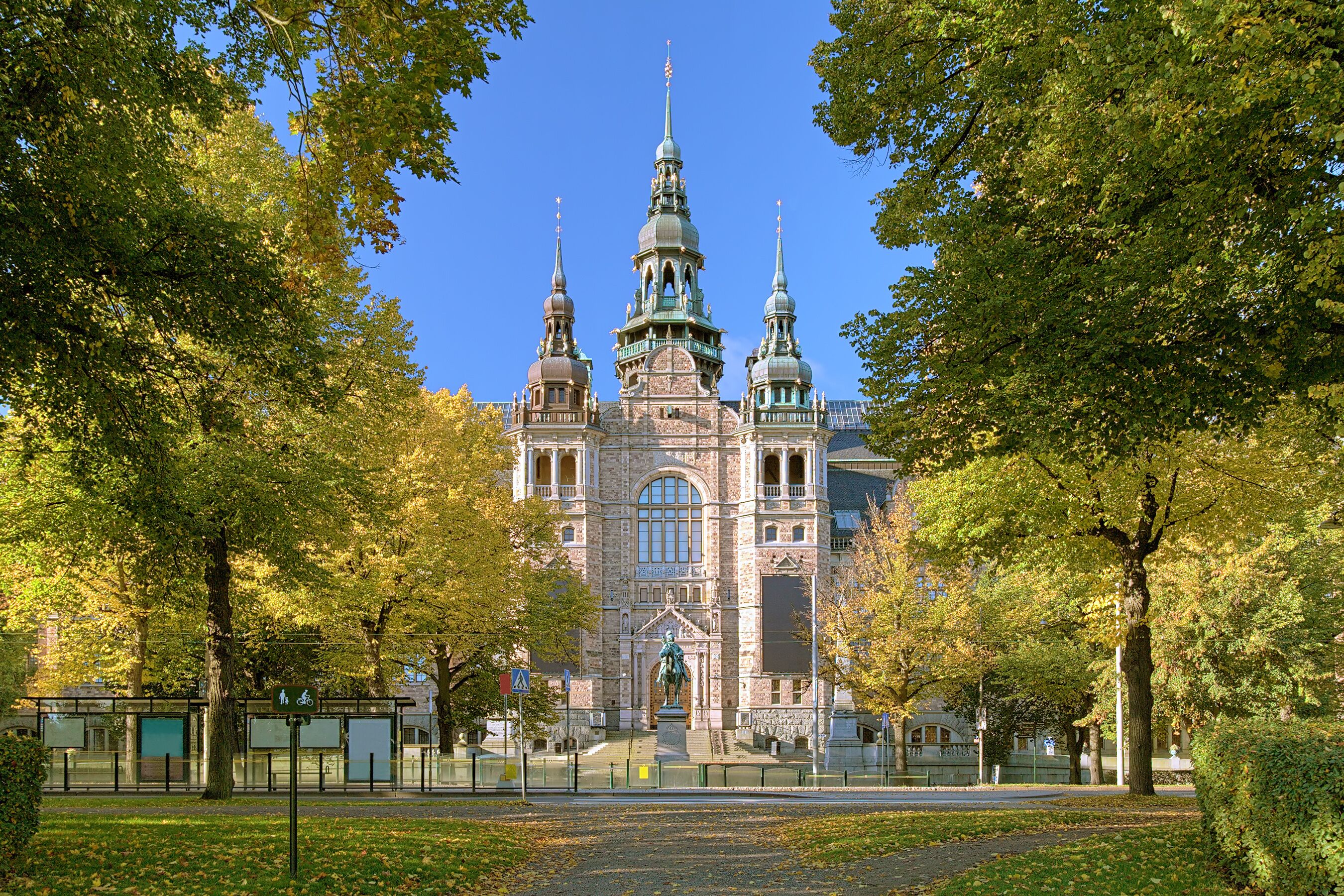 Facade of the Nordic Museum Building in Stockholm, Sweden