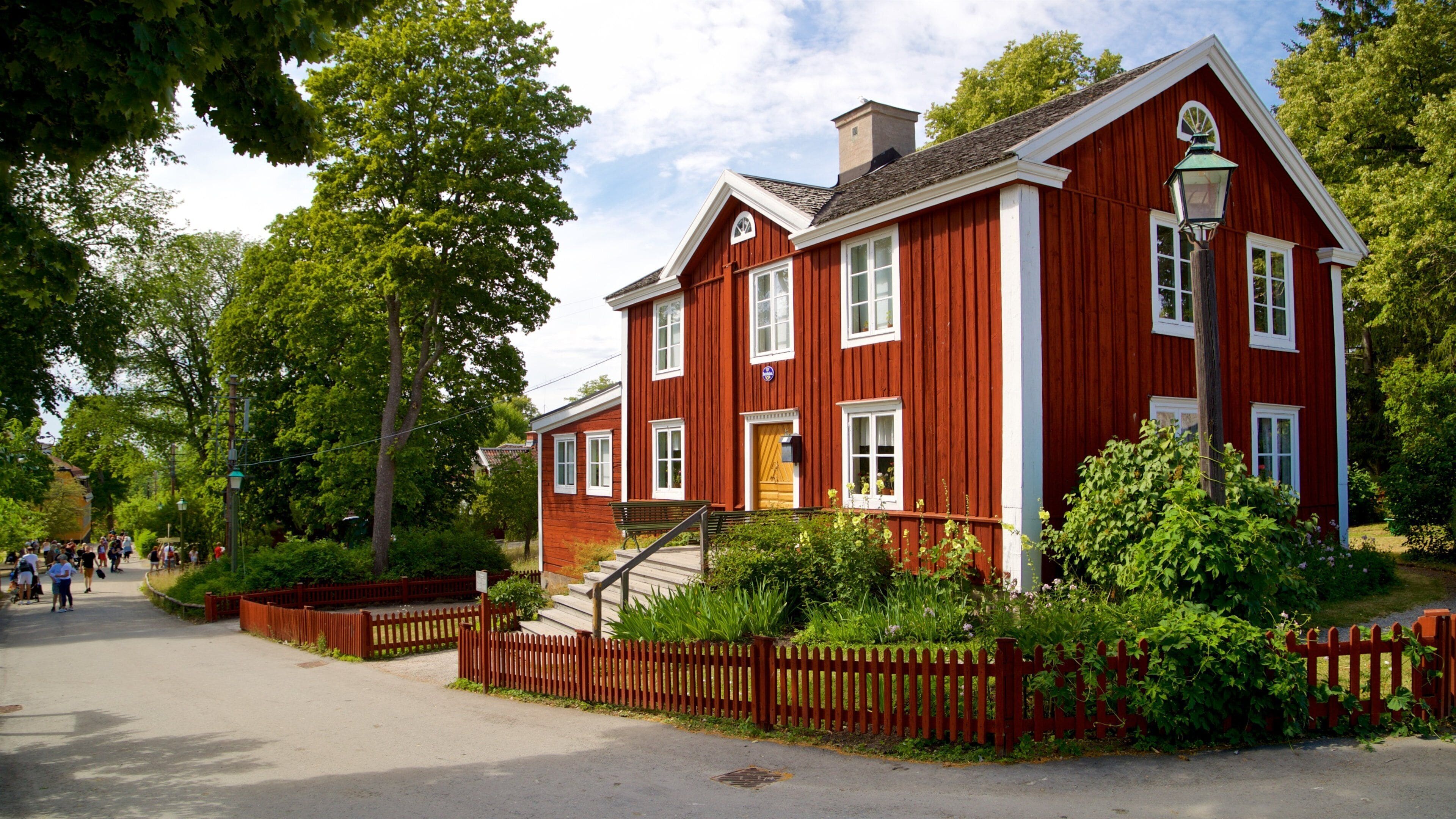 Skansen showing a small town or village and heritage architecture