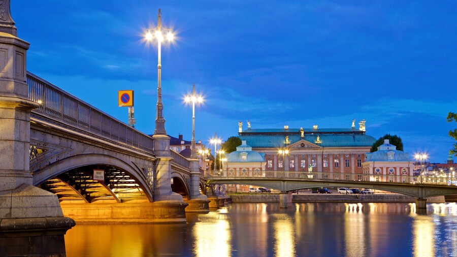 House of Nobility featuring a bridge, a river or creek and night scenes
