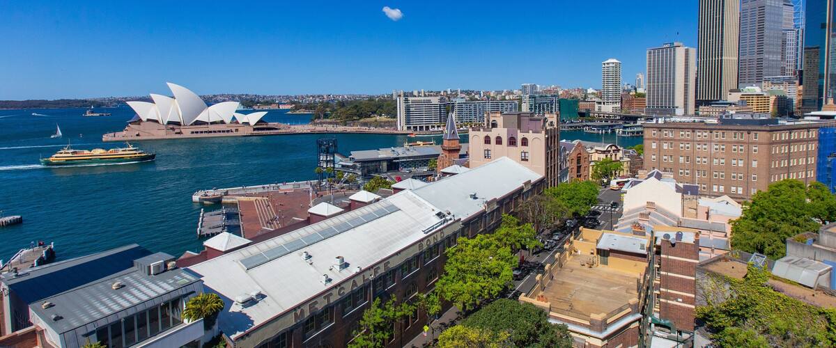 Circular Quay featuring a city, a monument and a bay or harbor