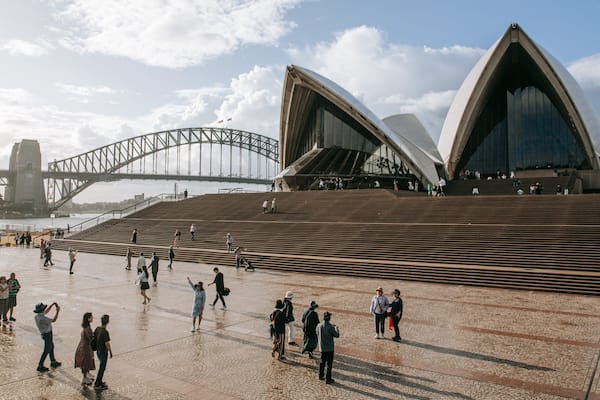 Circular Quay showing street scenes, a sunset and a square or plaza