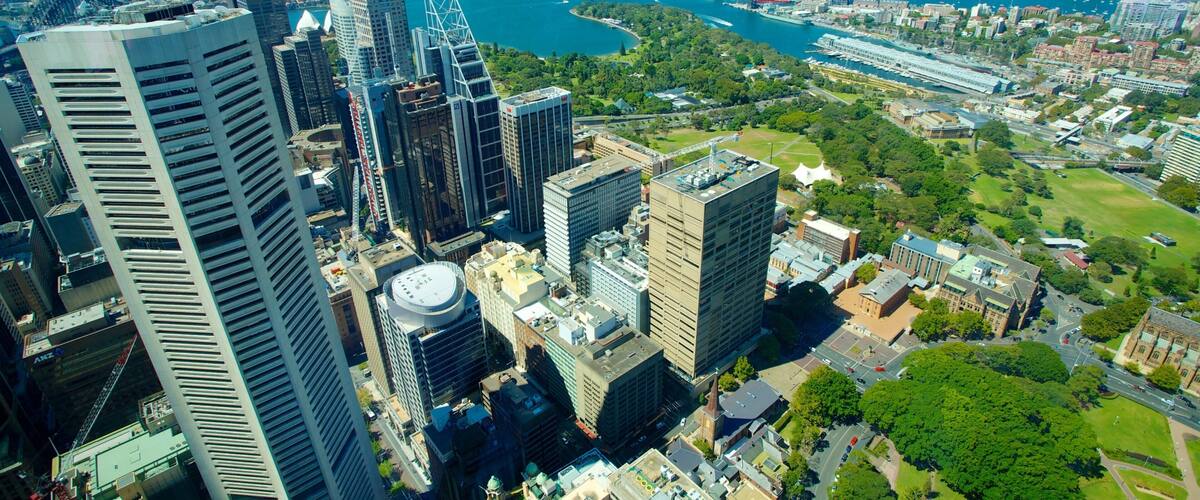 Sydney Tower Eye showing central business district, views and a high rise building