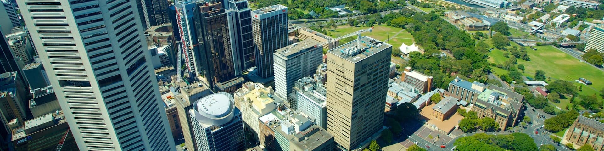 Sydney Tower Eye showing central business district, views and a high rise building