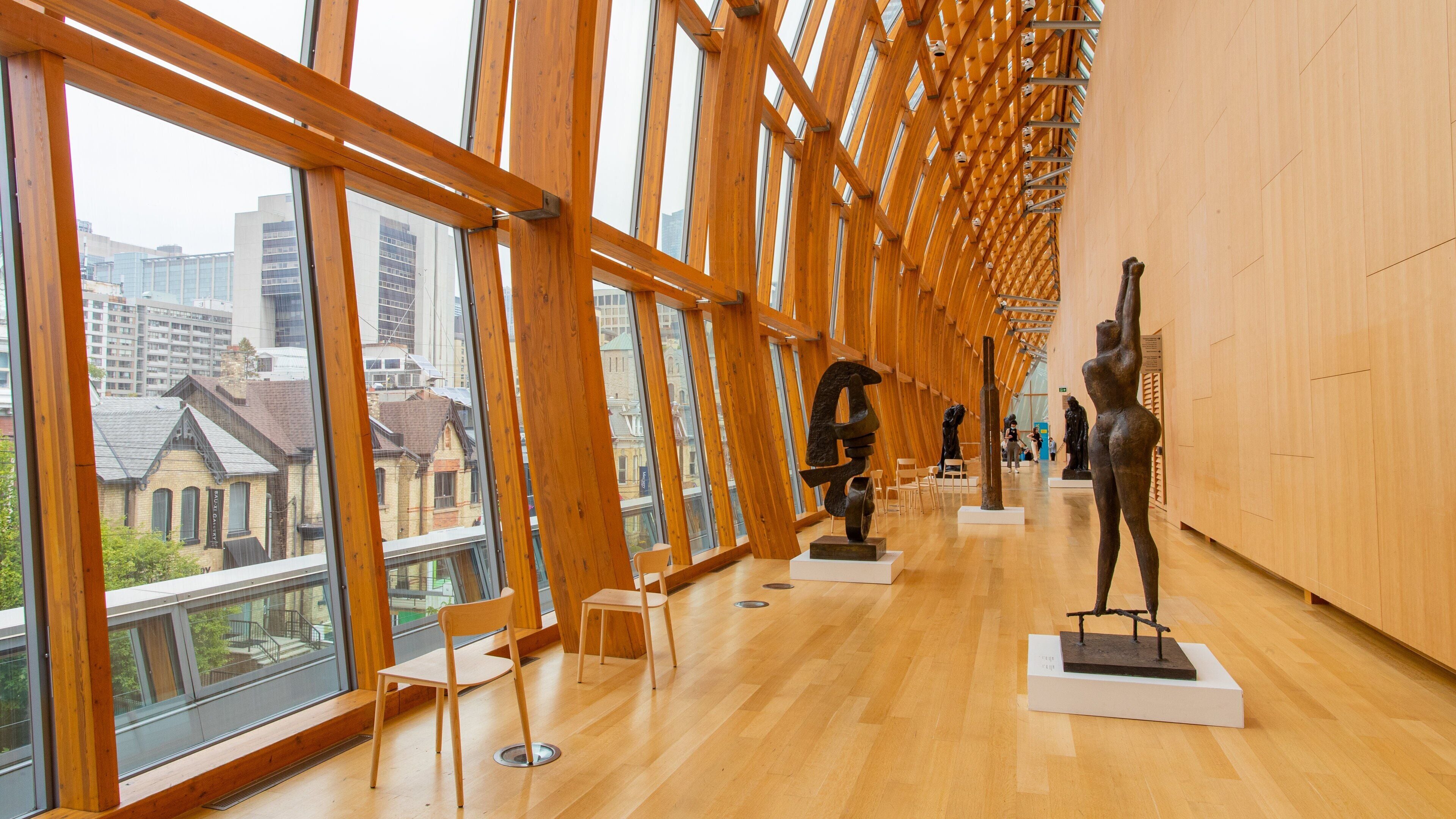 Art Gallery of Ontario which includes interior views, art and a statue or sculpture