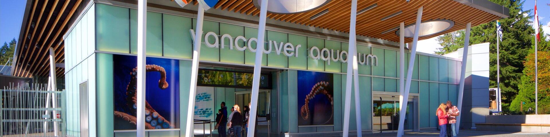Vancouver Aquarium featuring marine life and signage