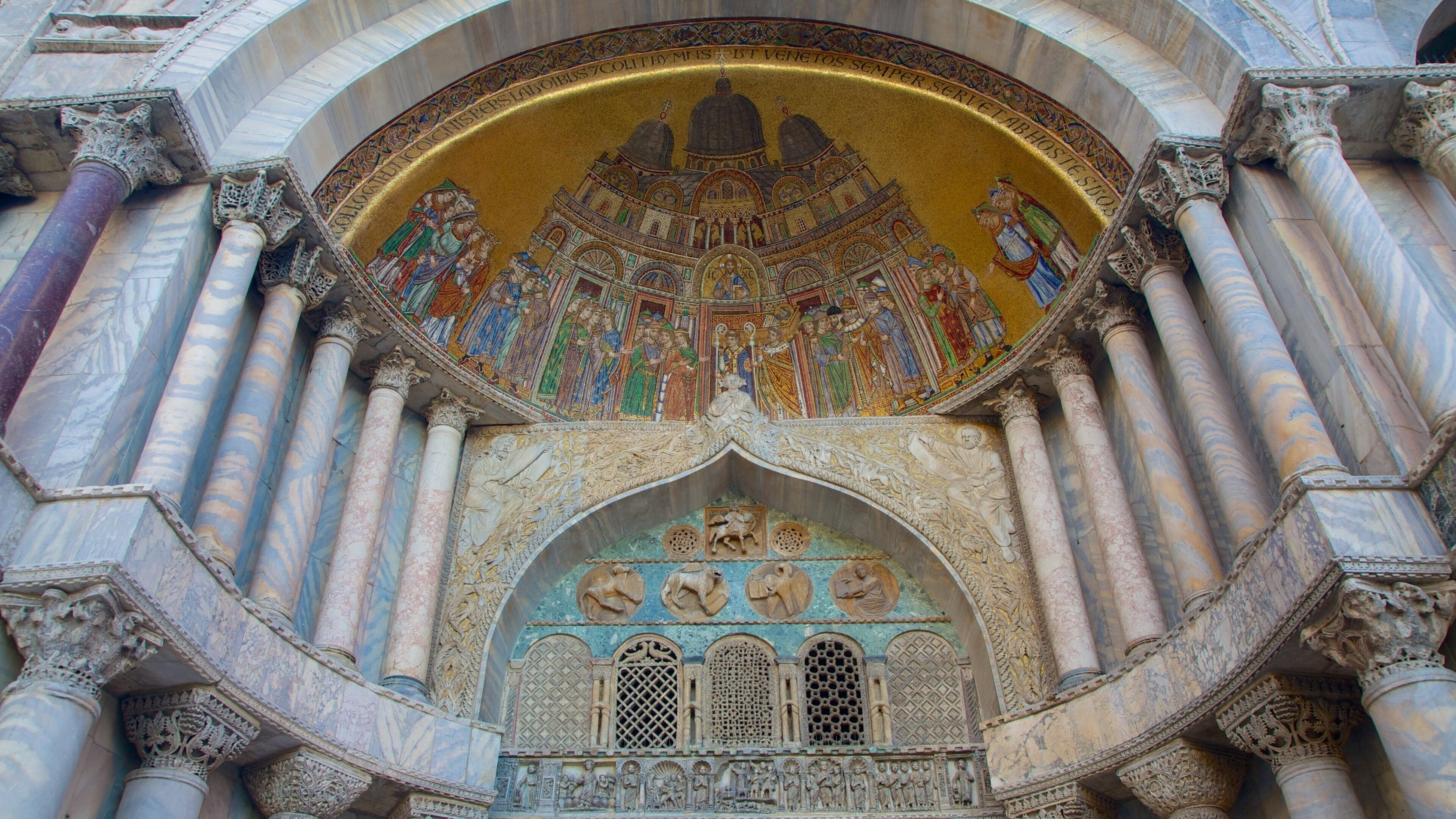 St. Mark\'s Basilica which includes a church or cathedral, religious aspects and heritage architecture