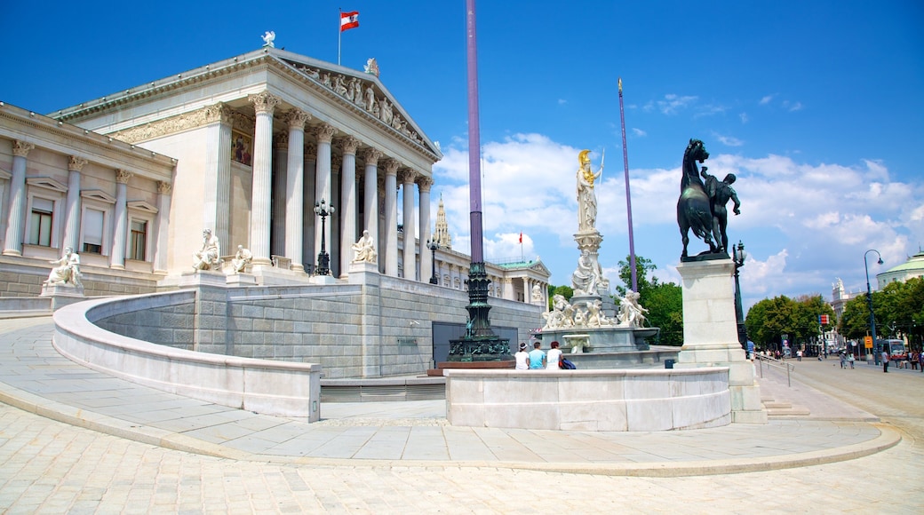 Austrian Parliament Building featuring a city, an administrative building and street scenes