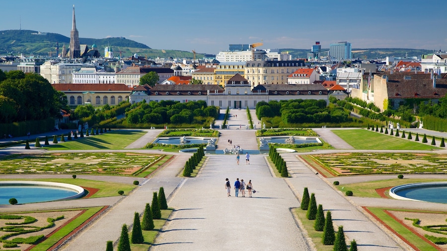 Belvedere showing a park, a castle and a square or plaza