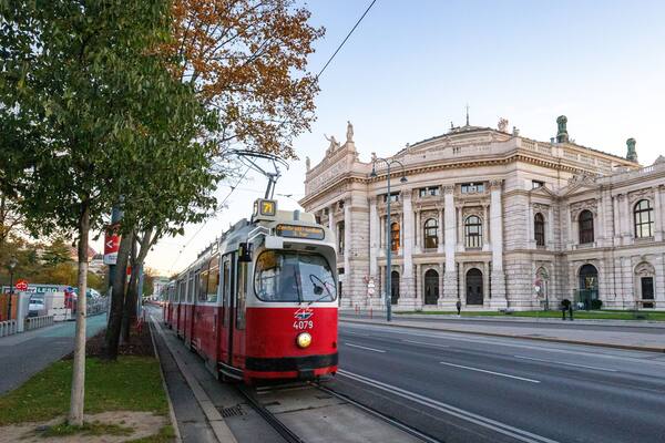 Burgtheater featuring heritage architecture and railway items
