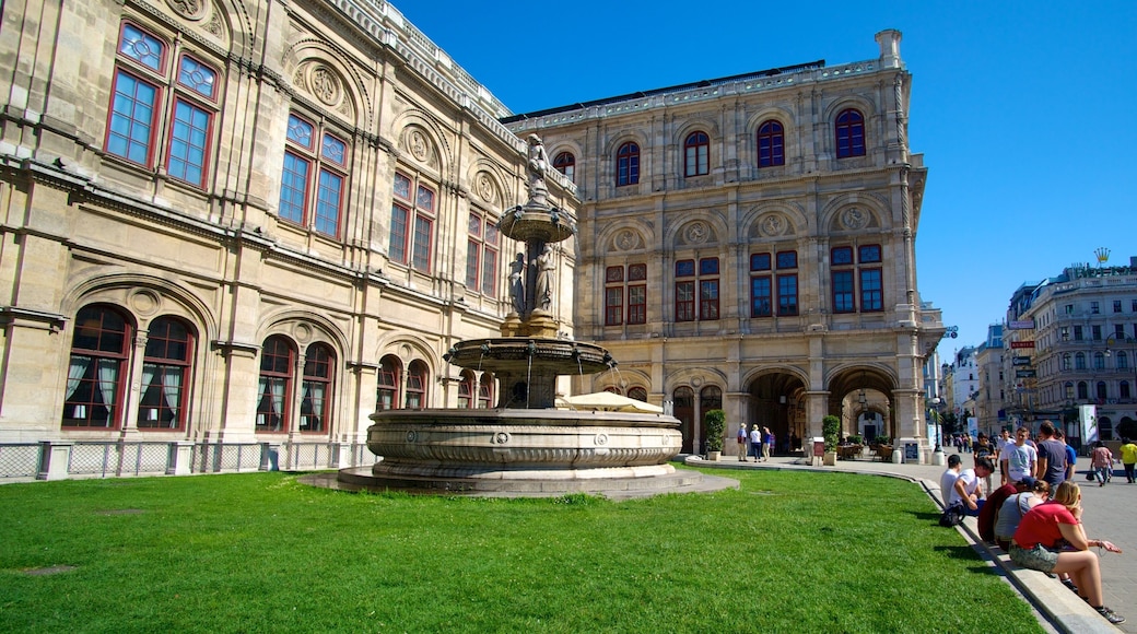 維也納國家歌劇院 呈现出 噴泉, 城市 和 街道景色