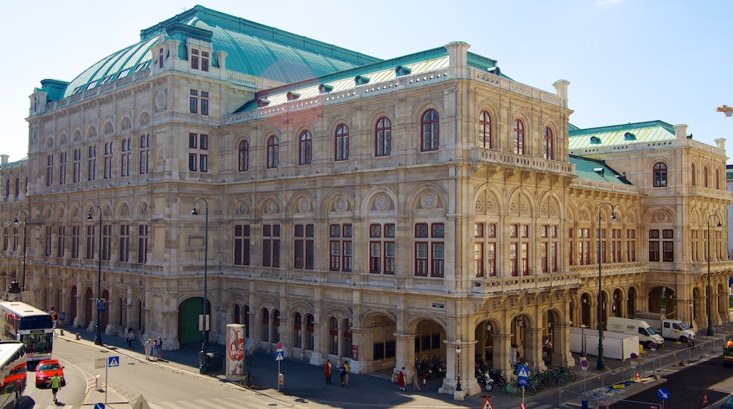 Vienna State Opera featuring a city, heritage architecture and street scenes