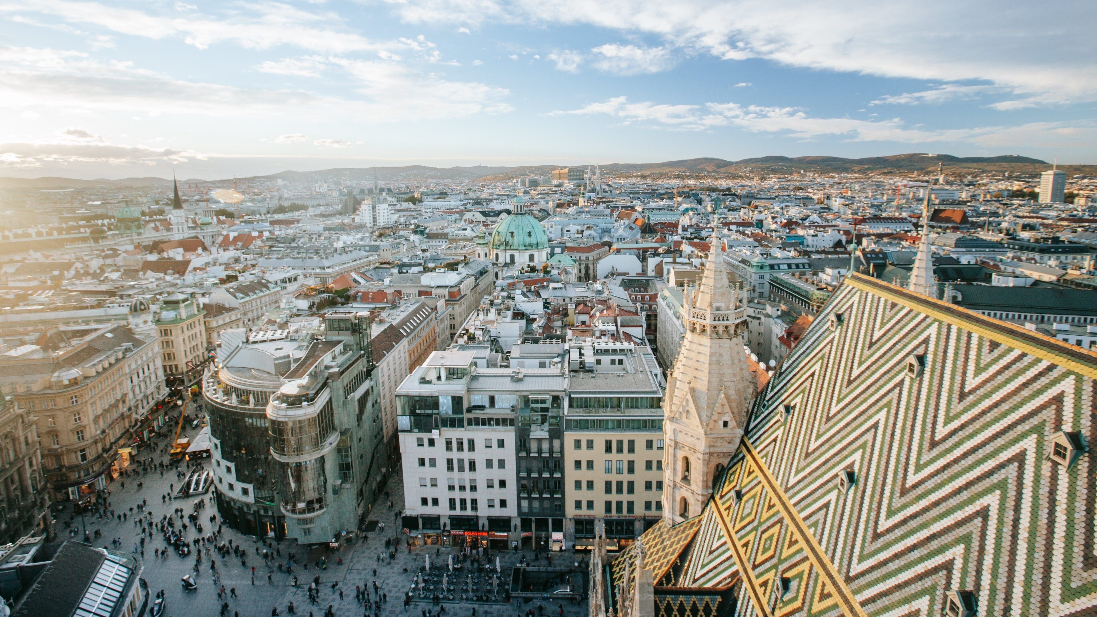 St. Stephen\'s Cathedral which includes landscape views, a sunset and a city