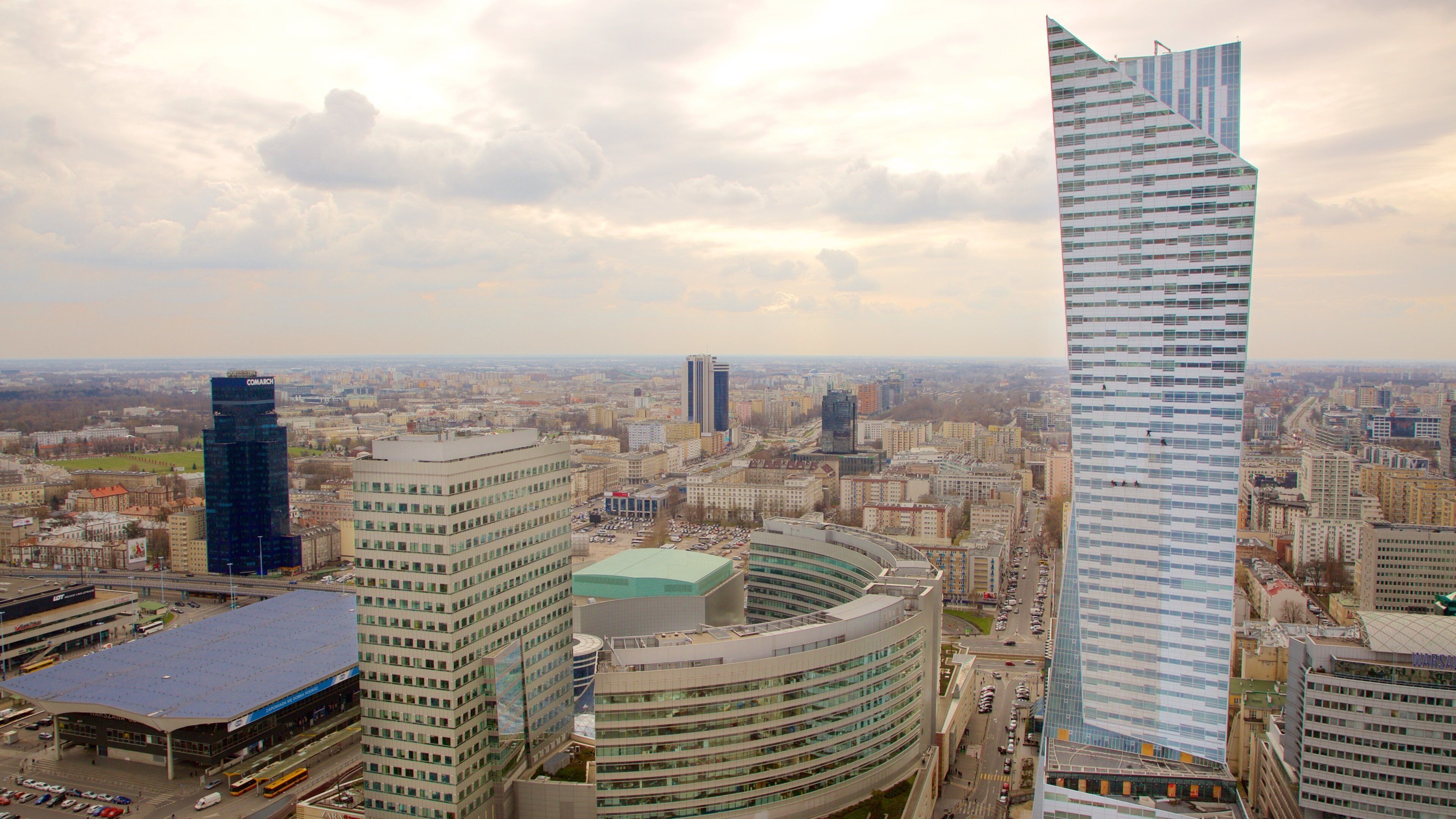 Palace of Culture and Science featuring a city