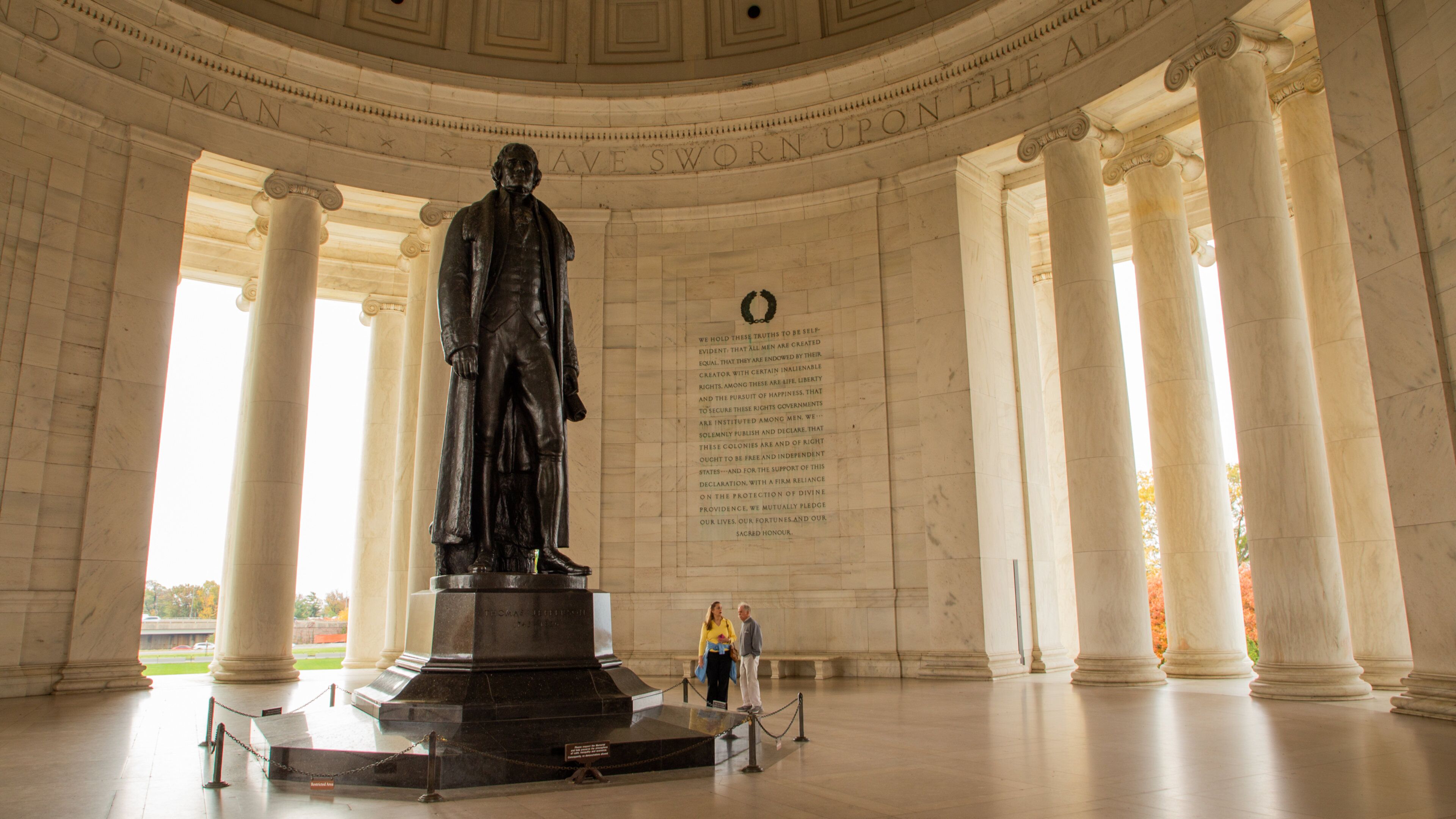 Jefferson Memorial which includes a statue or sculpture, heritage elements and interior views