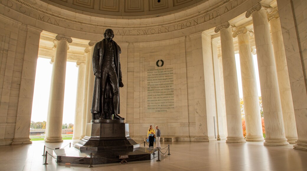 Jefferson Memorial which includes a statue or sculpture, heritage elements and interior views