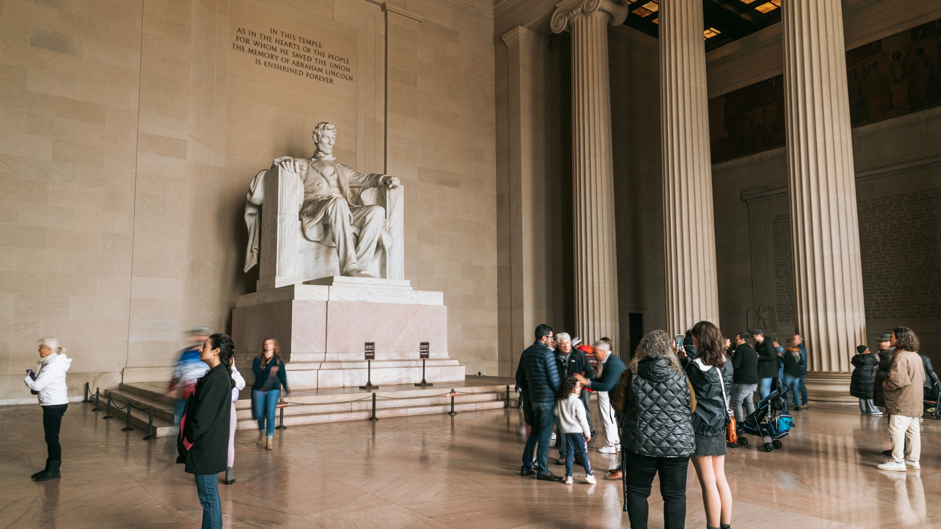 Lincoln Memorial featuring a monument, interior views and an administrative buidling