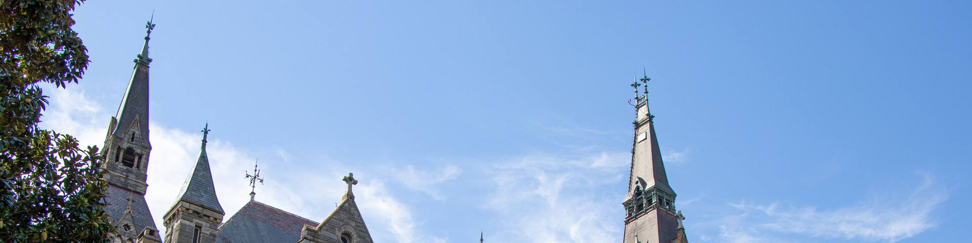 Historic Tower and Stone College Building in at a university campus - Georgetown, Washington, DC (USA)