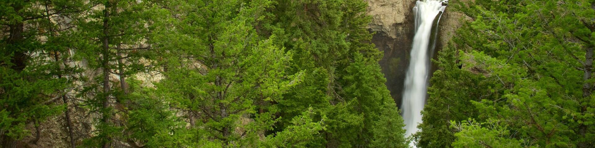 Tower Fall which includes a waterfall