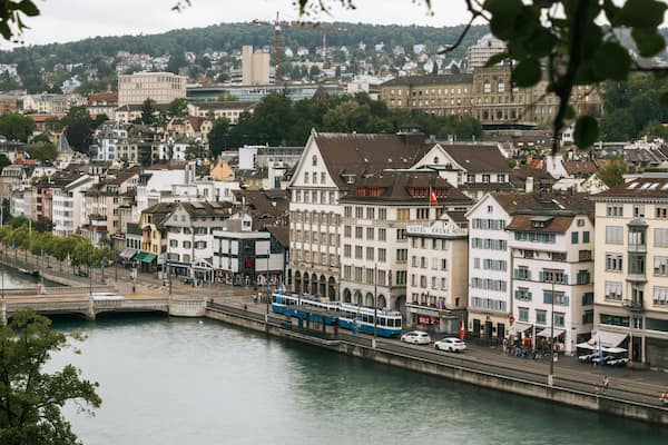 Lindenhof which includes a river or creek, a city and landscape views