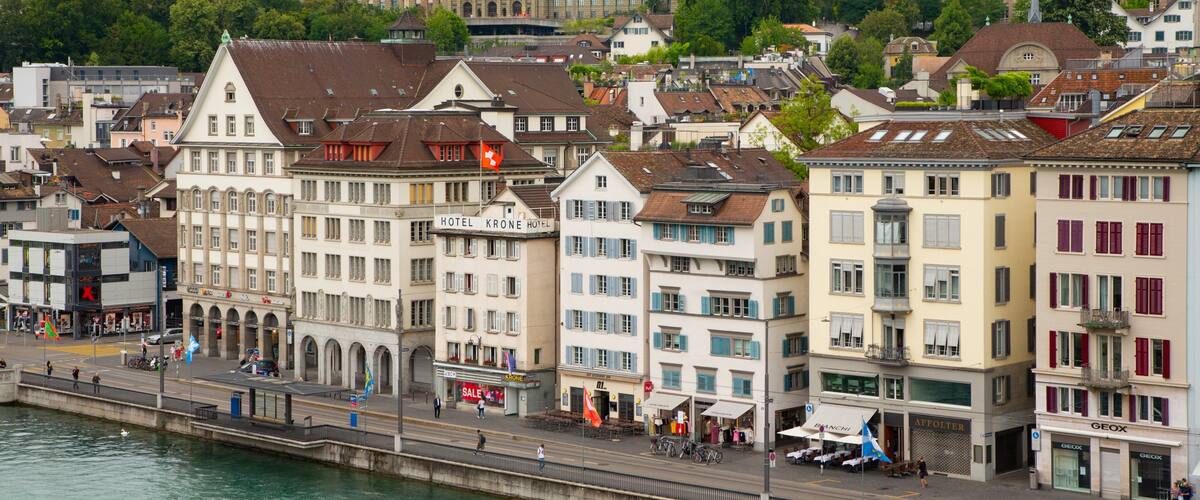 Lindenhof showing a city and a river or creek