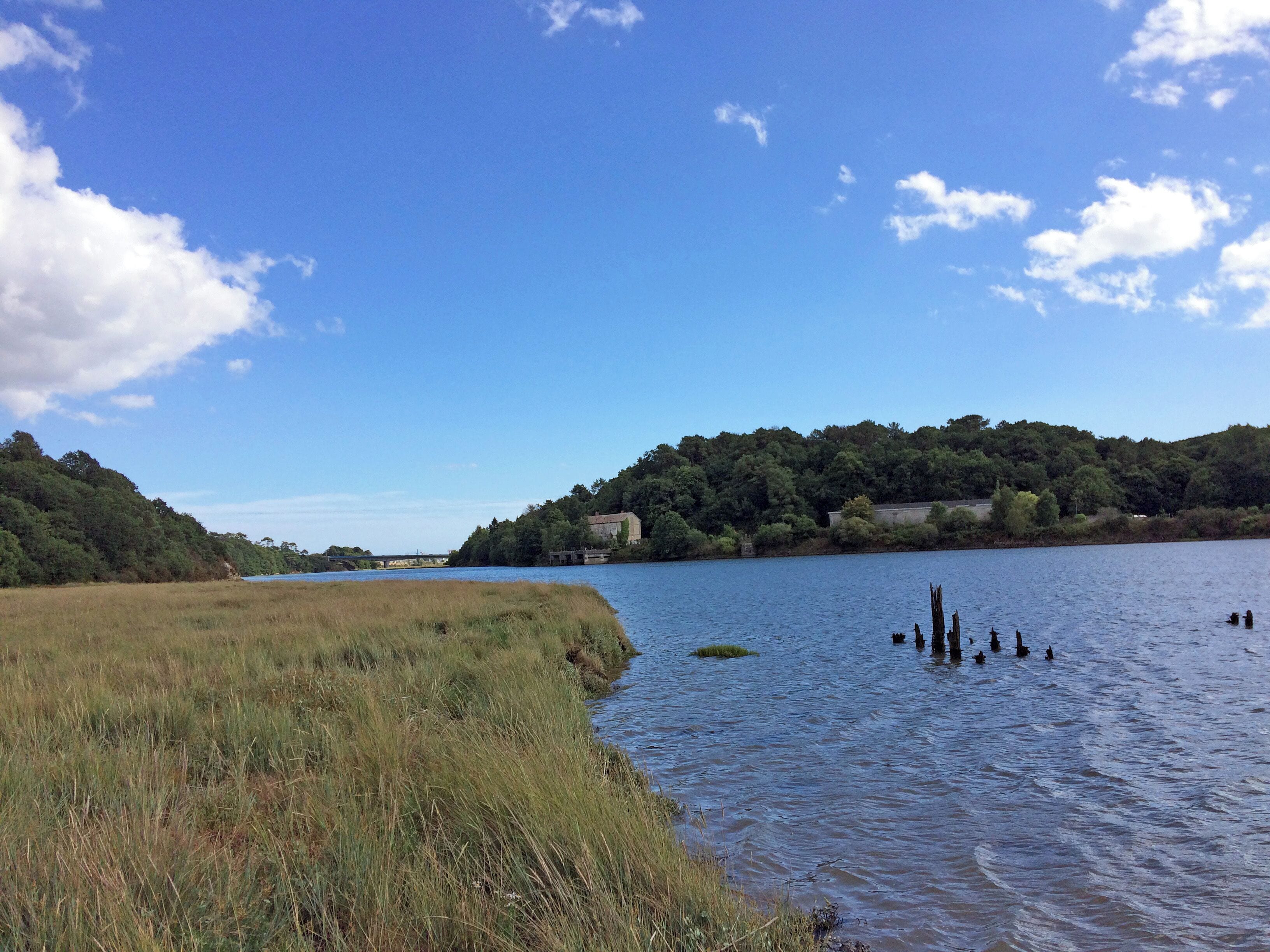 L'estuaire du Scorff au Pont Brulé. On voit également le site des Poudrières du Mentec et le pont de la Route nationale 165.