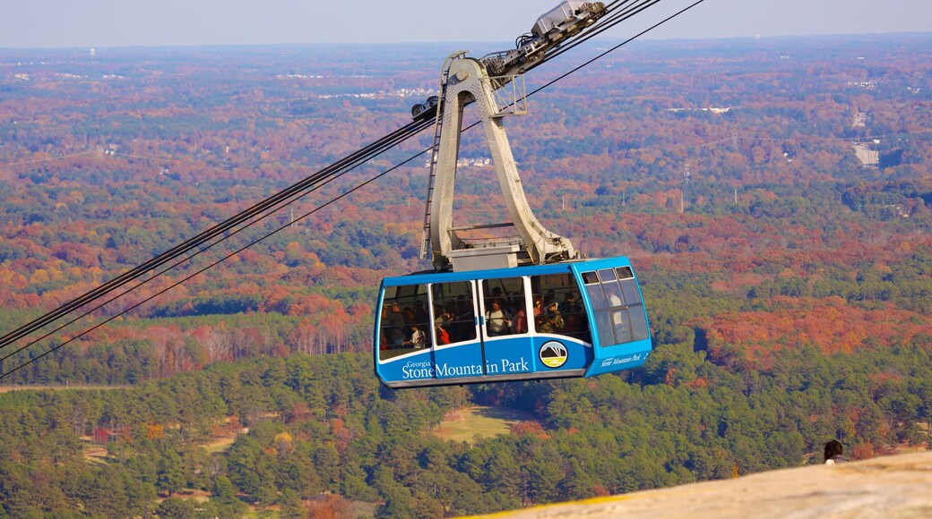 Scenic cable car ride offers stunning views of Stone Mountain Park in Georgia during autumn