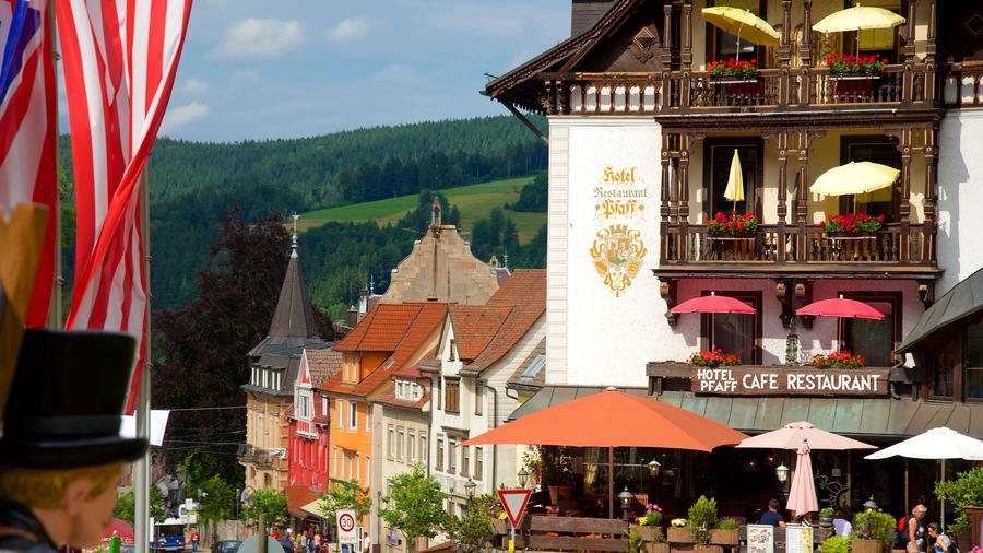 Triberg im Schwarzwald featuring tranquil scenes, cafe scenes and a small town or village