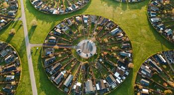 Aerial view of a Brondby neighbourhood near Copenhagen, Denmark.