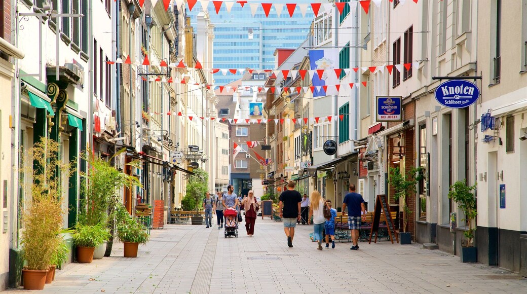 Düsseldorf Old Town as well as a small group of people