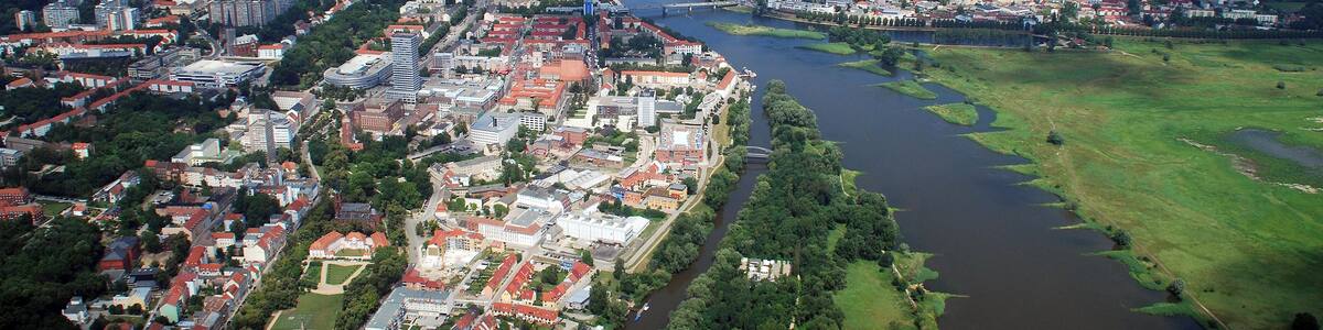 Aerial view of Frankfurt (Oder) and Słubice