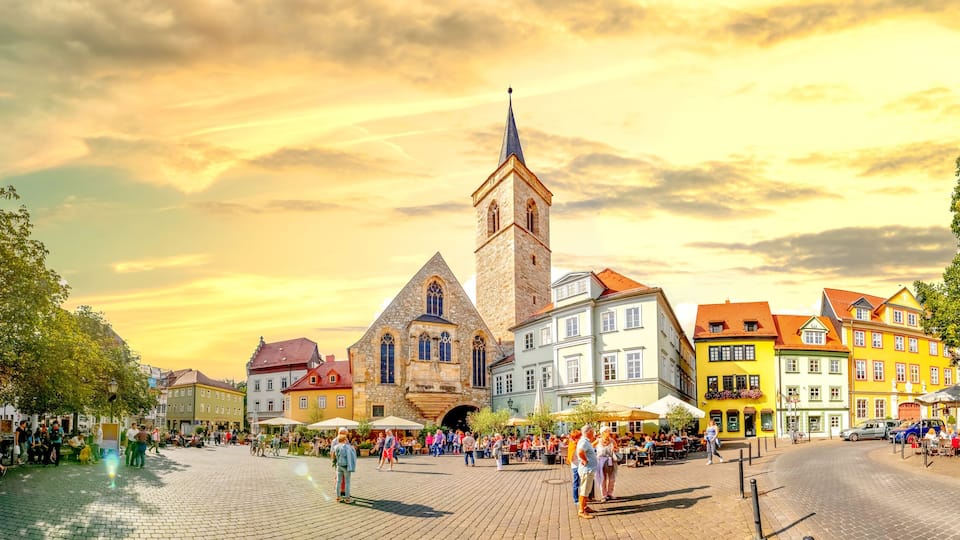 Krämerbrücke, Altstadt, Erfurt, Deutschland